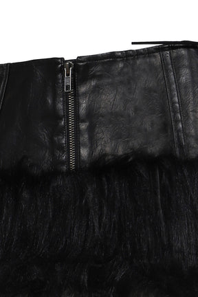 FAUX FUR CROPPED SKIRTS / BLK