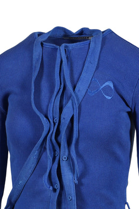 DOUBLE CLOSURE RIB CARDIGAN / BLU