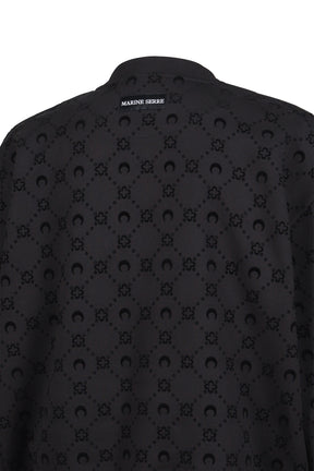 MOONOGRAM FLOCKED FLEECE RELAXED SWEATSHIR / BLK