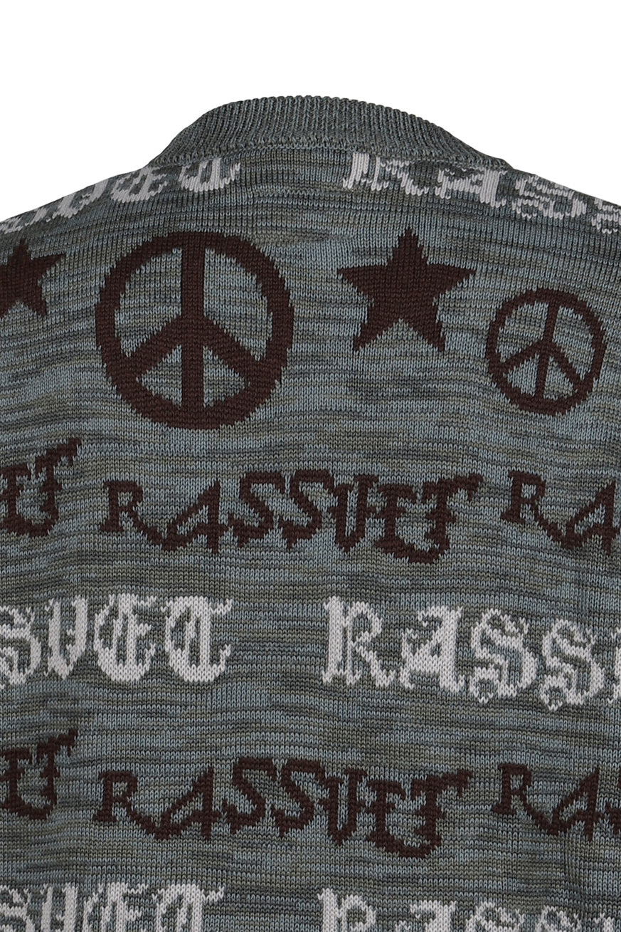 FAIRISLE KNIT SWEATER / GRY GRN