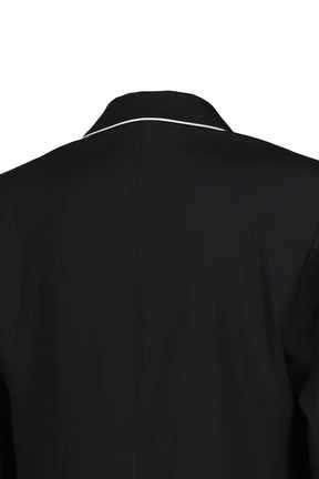 TRIM SIX BUTTON DOUBLE BREASTED BLAZER / BLK
