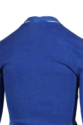 DOUBLE CLOSURE RIB CARDIGAN / BLU