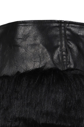 FAUX FUR CROPPED SKIRTS / BLK