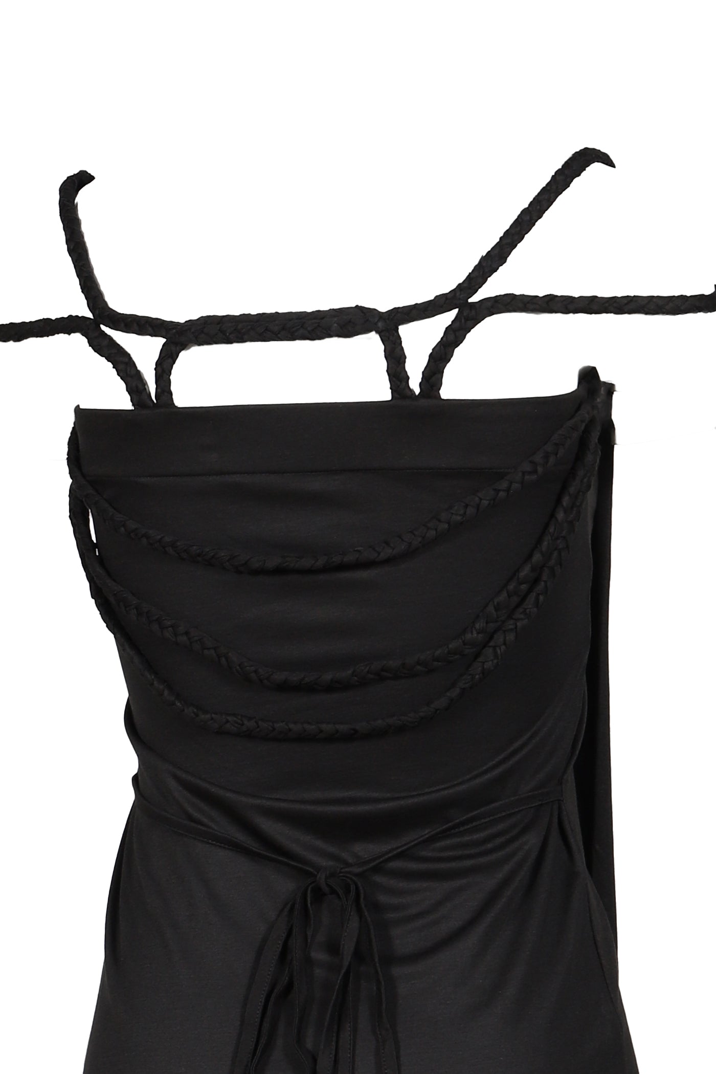 BRAIDED STRAPS CAMISOLE IN BLACK / BLACK