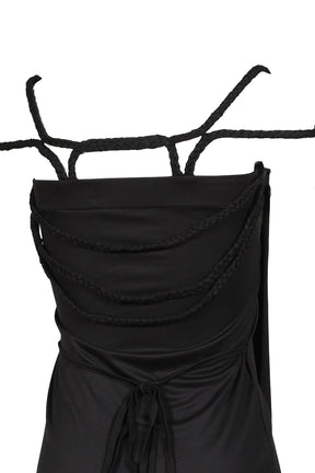 BRAIDED STRAPS CAMISOLE IN BLACK / BLACK