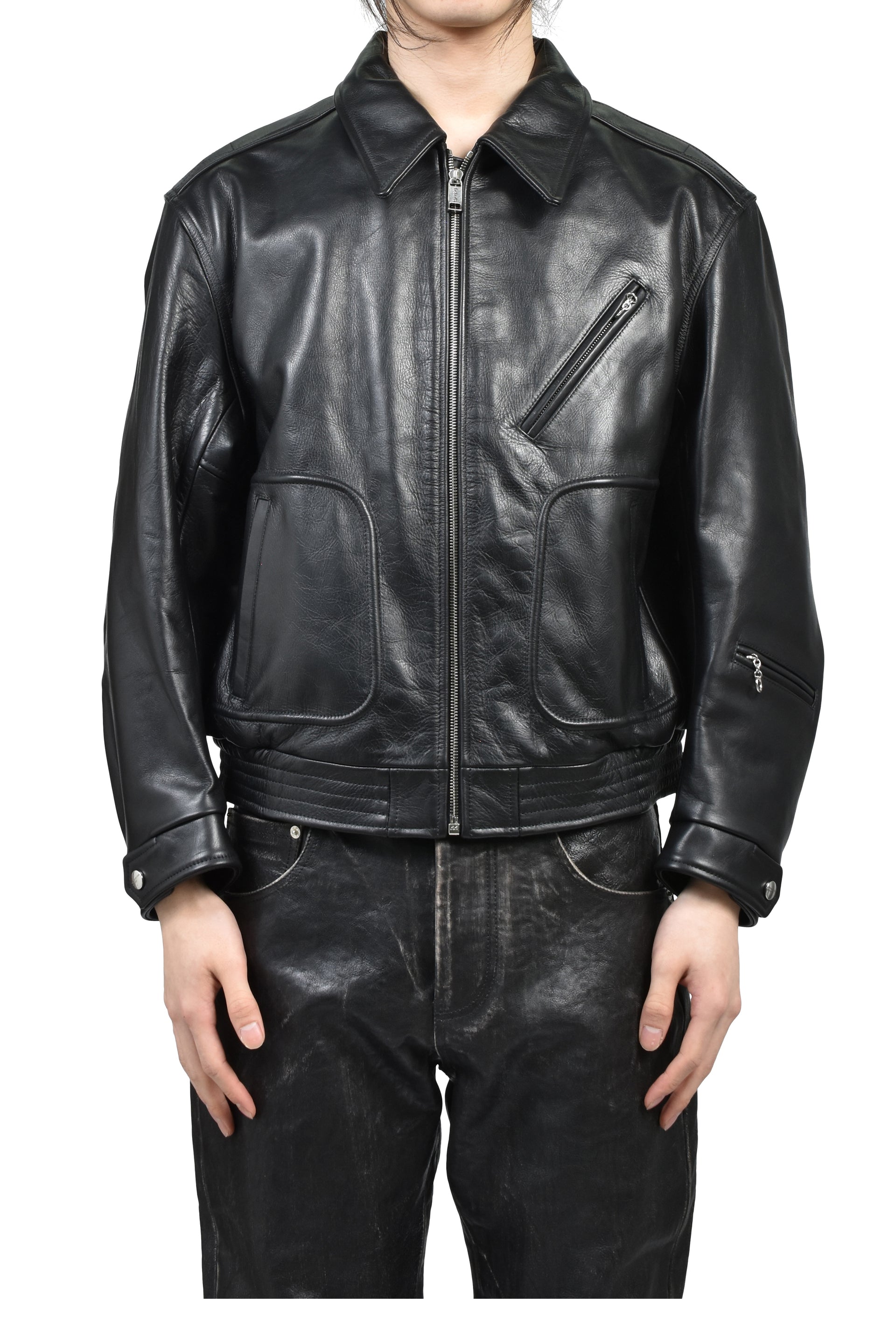 COMBATTIMENTO LEATHER JACKET / BLK