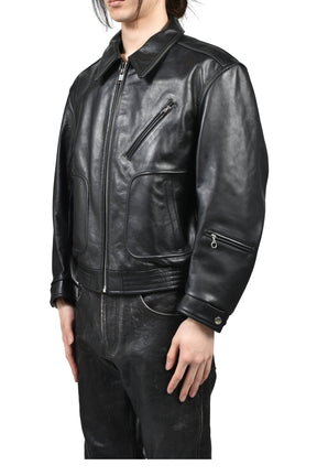 COMBATTIMENTO LEATHER JACKET / BLK