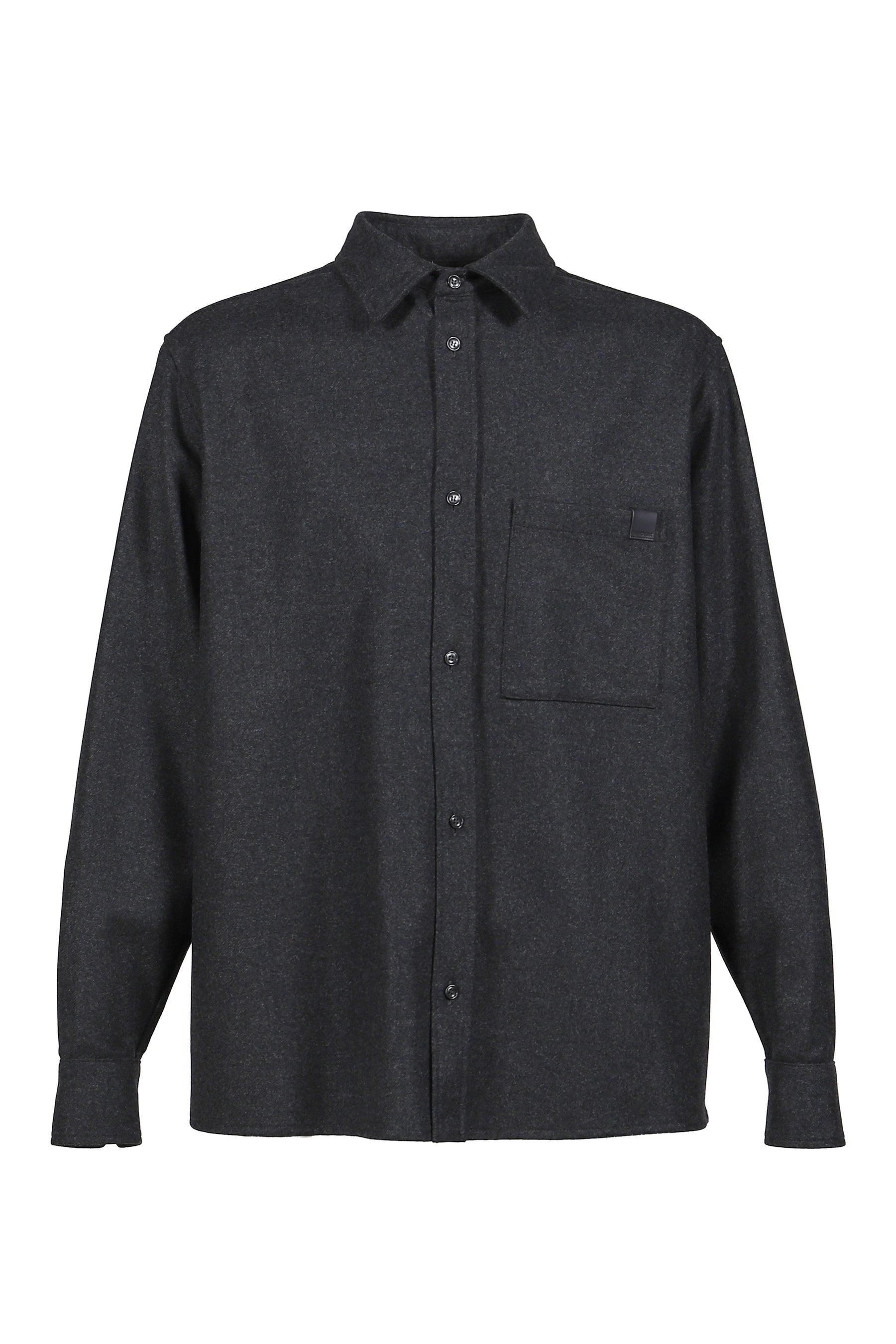 SERGE - WOOL LONG SLEEVED SHIRT / DARK GRY