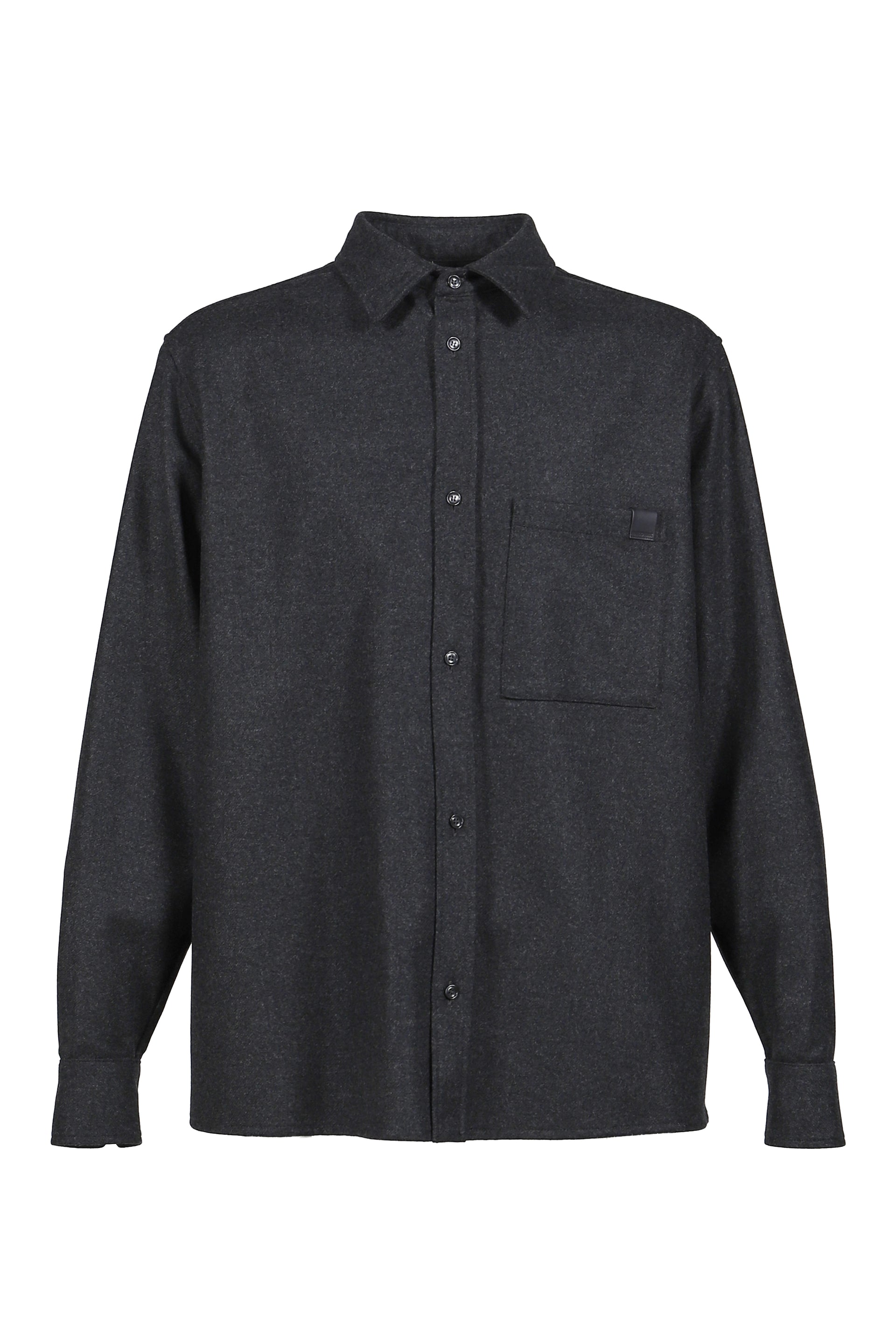 SERGE - WOOL LONG SLEEVED SHIRT / DARK GRY