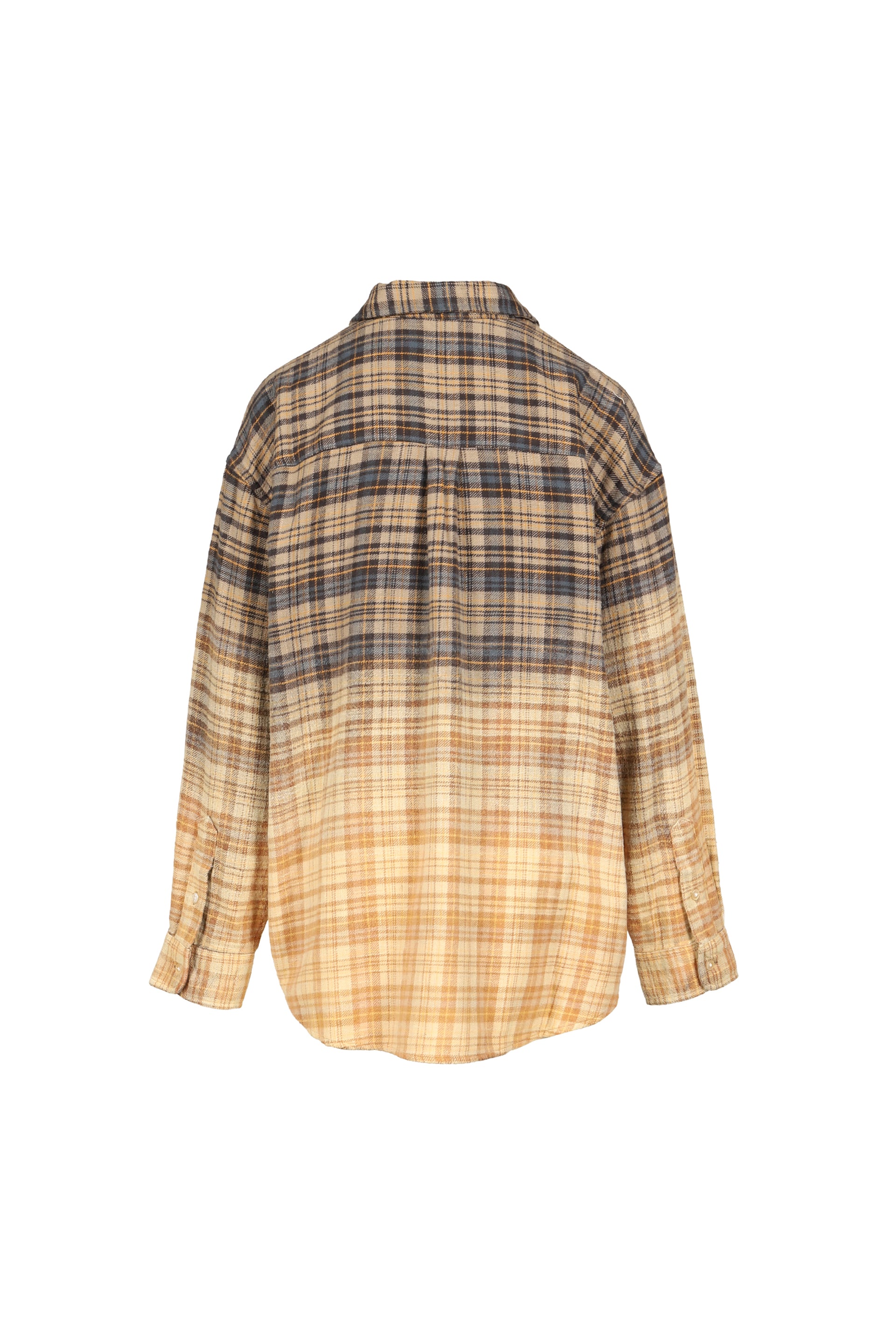 BOYFRIEND SHIRT / DIP BLEACH LIGHT BLUE YELLOW PLAID