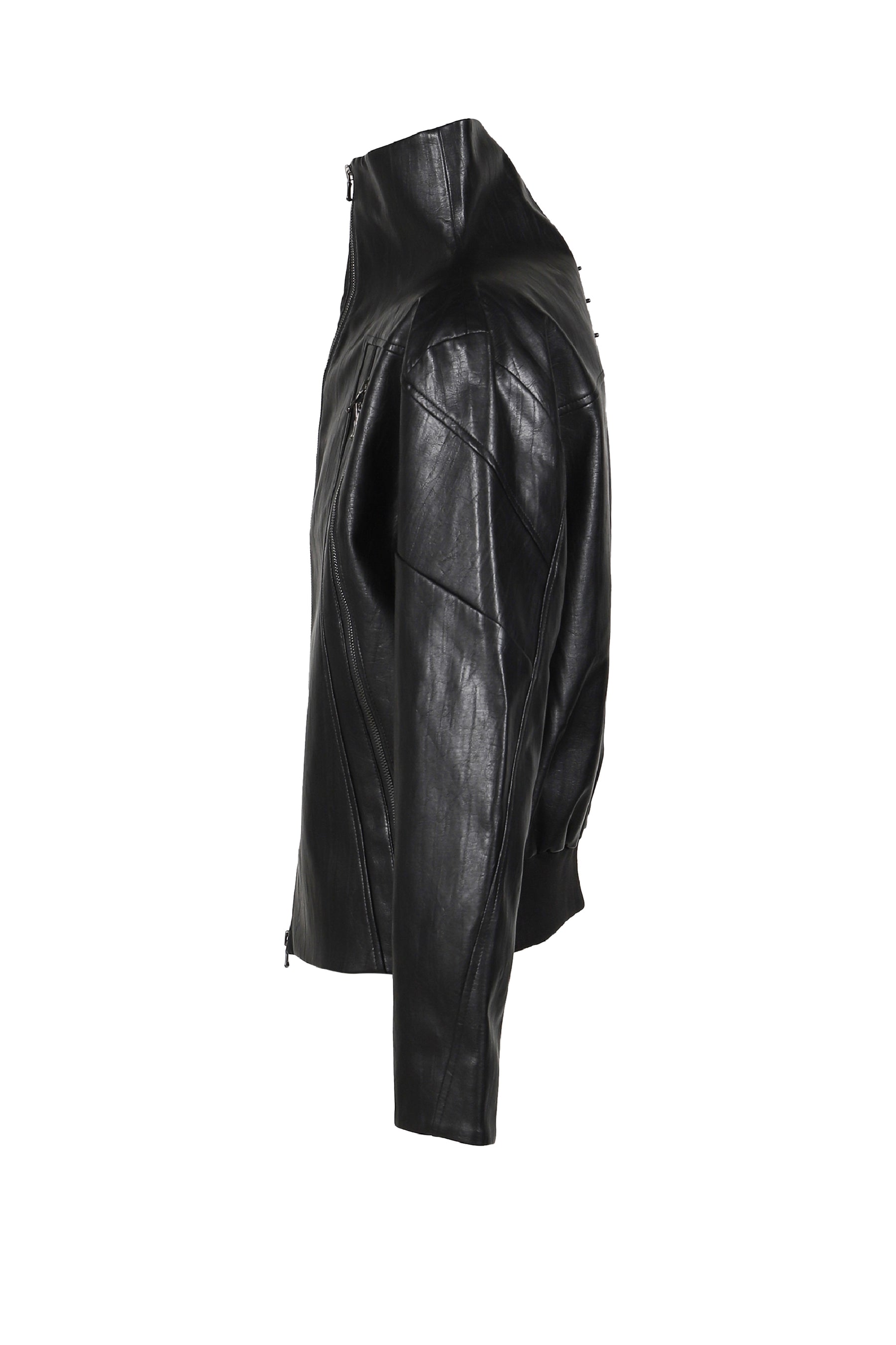 NAIL FAUX LEATHER JACKET / BLK 
