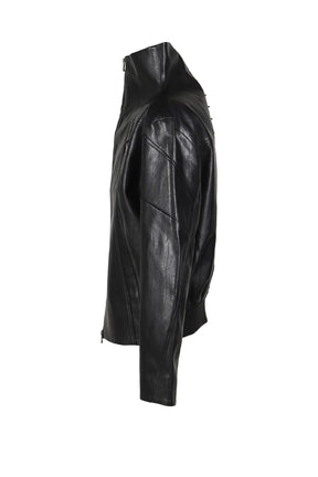 NAIL FAUX LEATHER JACKET / BLK 