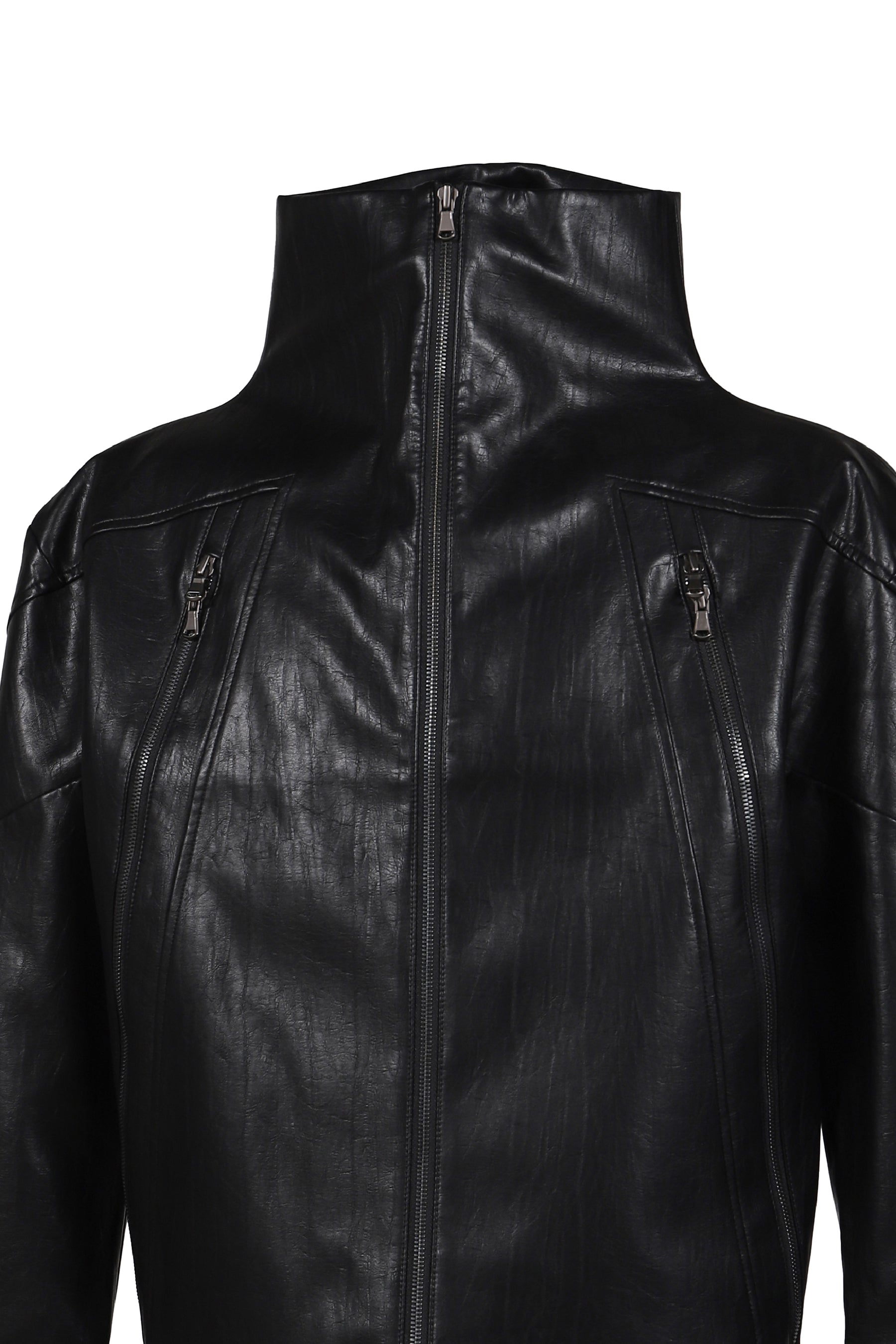NAIL FAUX LEATHER JACKET / BLK 