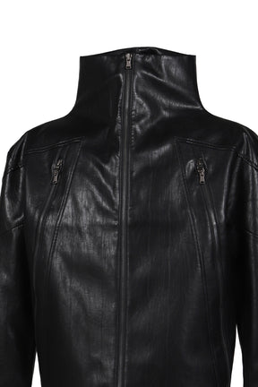 NAIL FAUX LEATHER JACKET / BLK 
