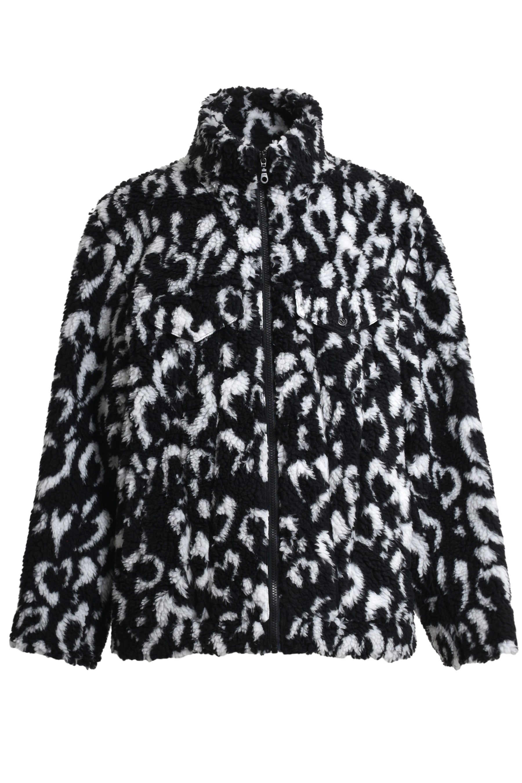 BASICKS FW23 ECO FLEECE HEART LEOPARD BLOUSON / BLK -NUBIAN