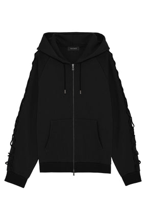 ZIP-UP DRESS SLEEVE HOODY / BLK