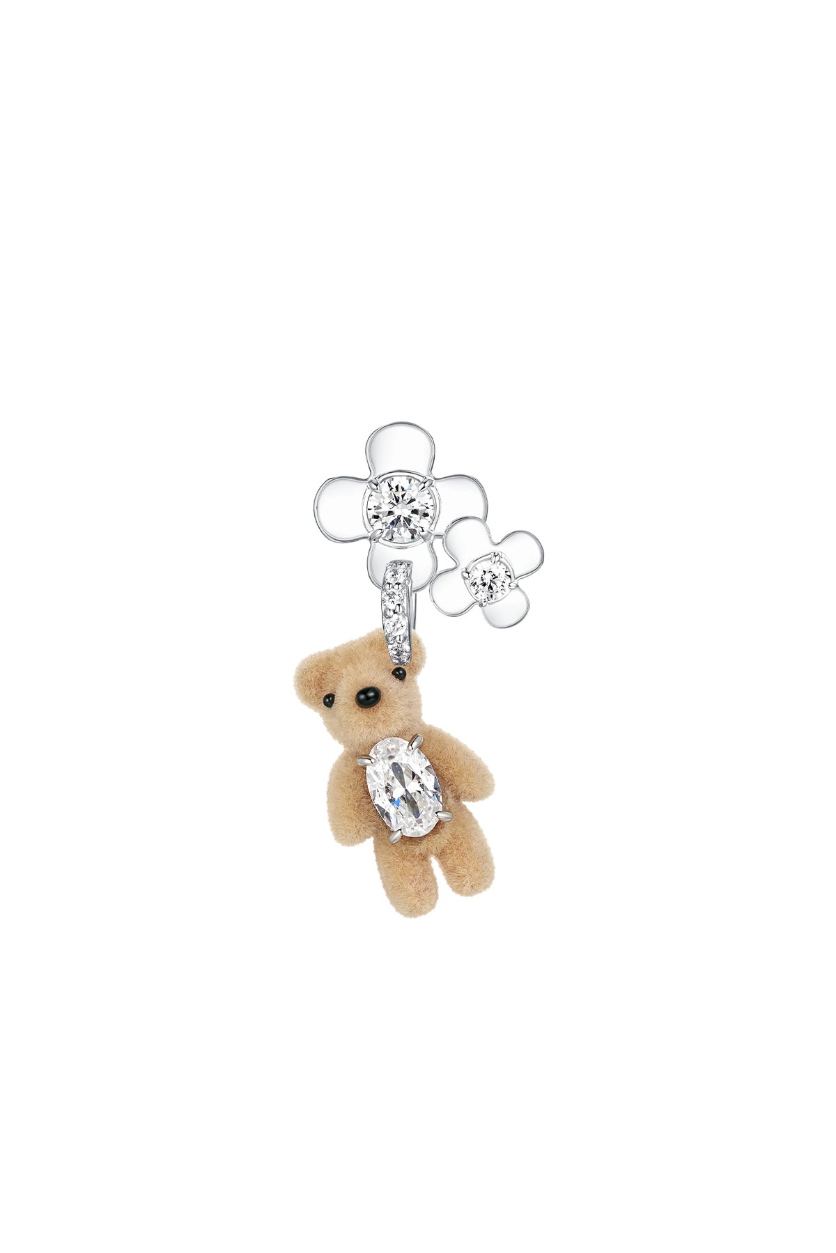 MINI BEAR FLOWER EARRING / LT. BRW