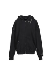 PIERCING DETAIL ZIP-UP HOODIE / BLK