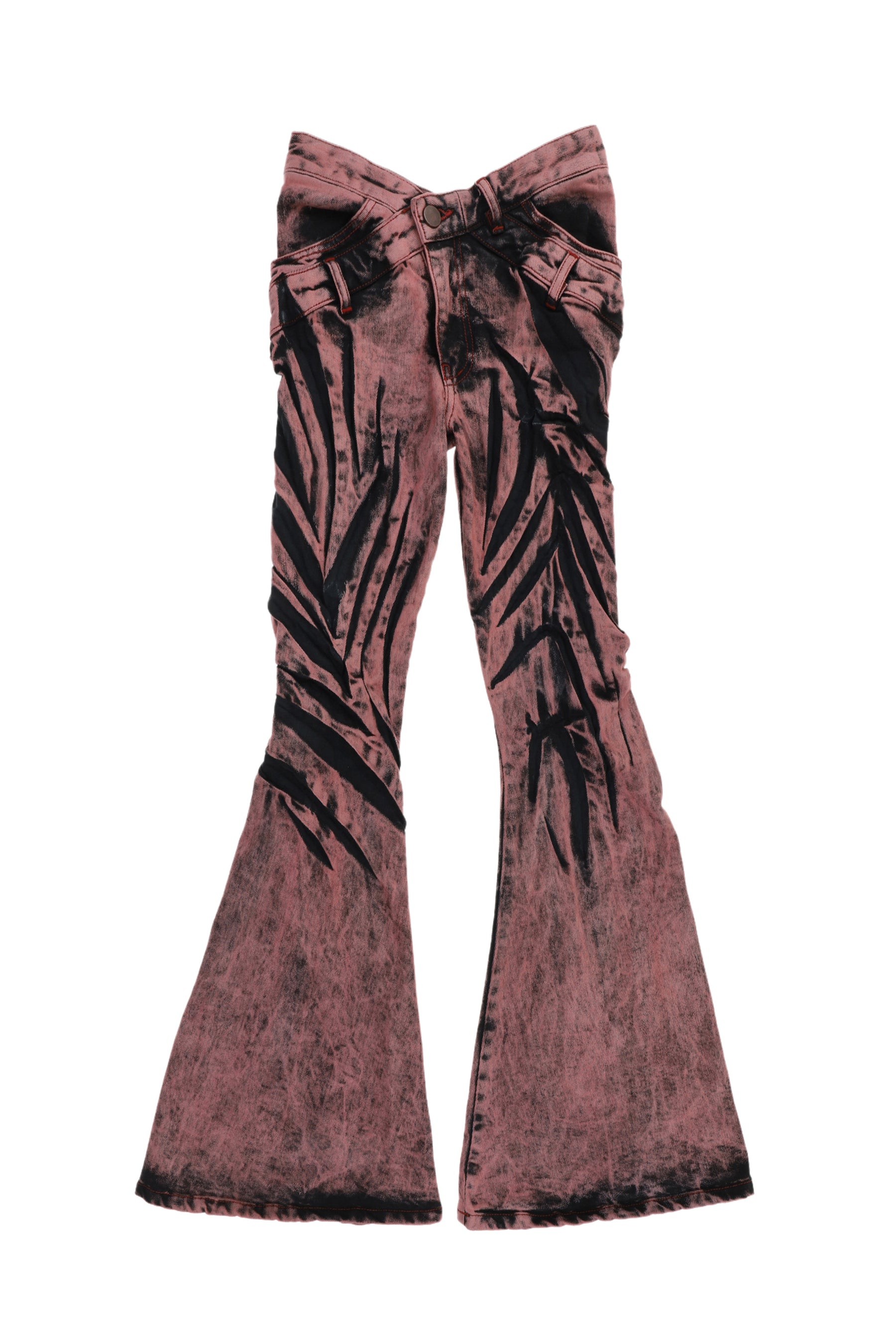 V-SHAPE FLARE JEANS WITH ANIMAL PATTERN WHISKERS / ROS_ TWILIGHT