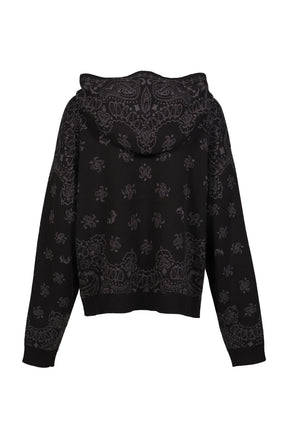 PAISLEY KNIT HOODIE / BLK