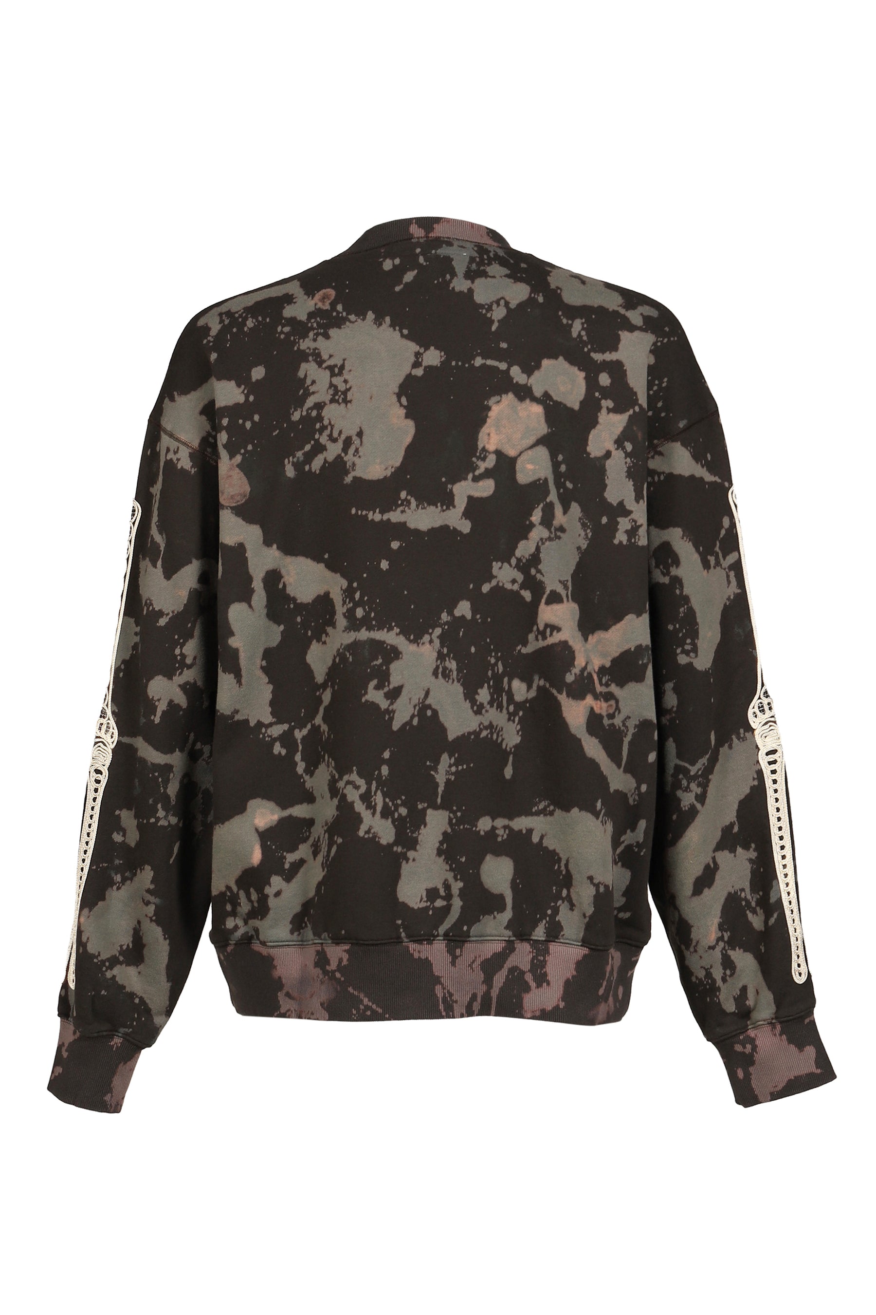 CORD EMBROIDERED COTTON BLEACH CREWNECK SWEATER 'BONES / MULTI