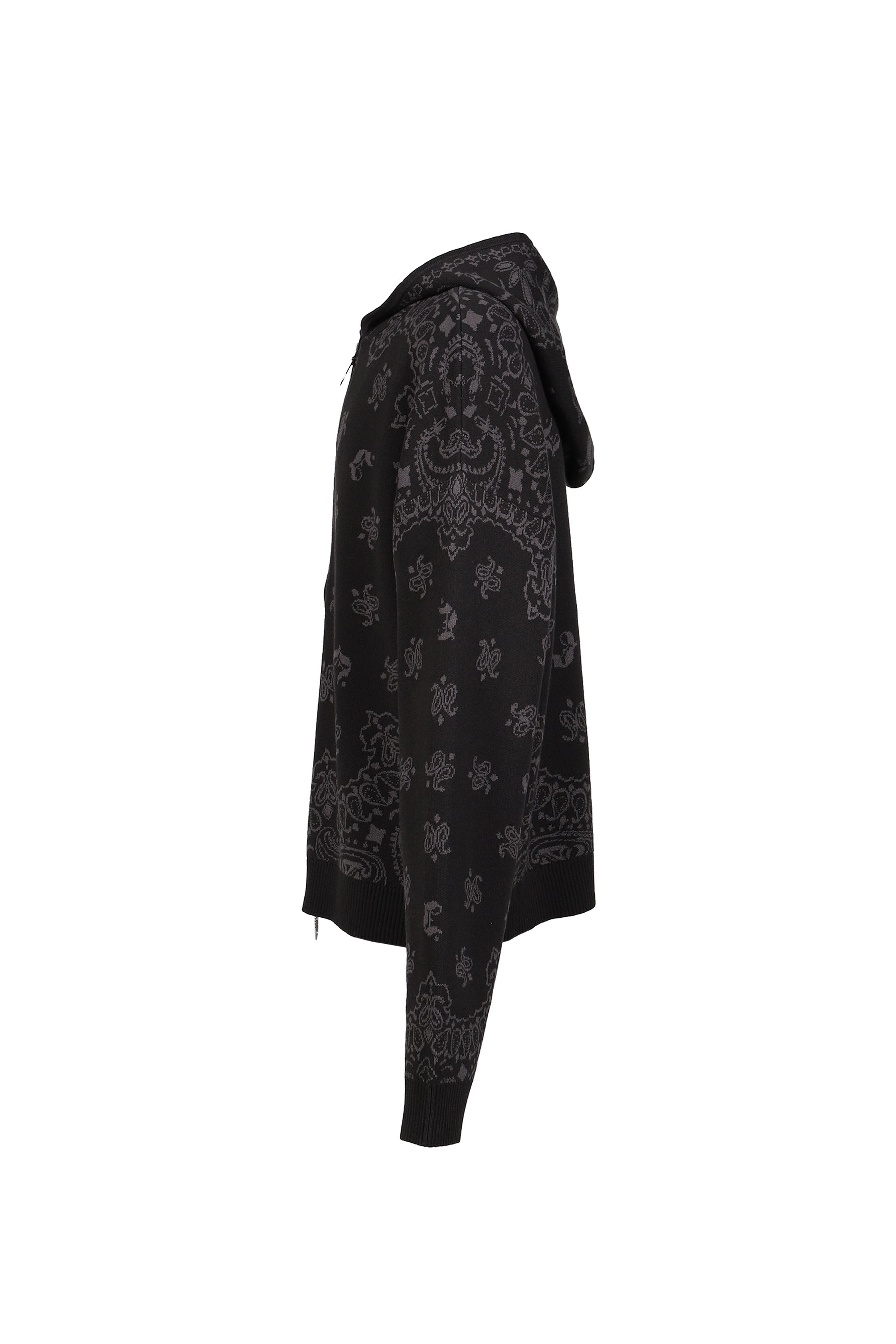 PAISLEY KNIT HOODIE / BLK