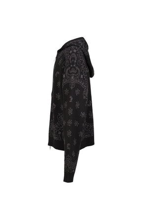 PAISLEY KNIT HOODIE / BLK