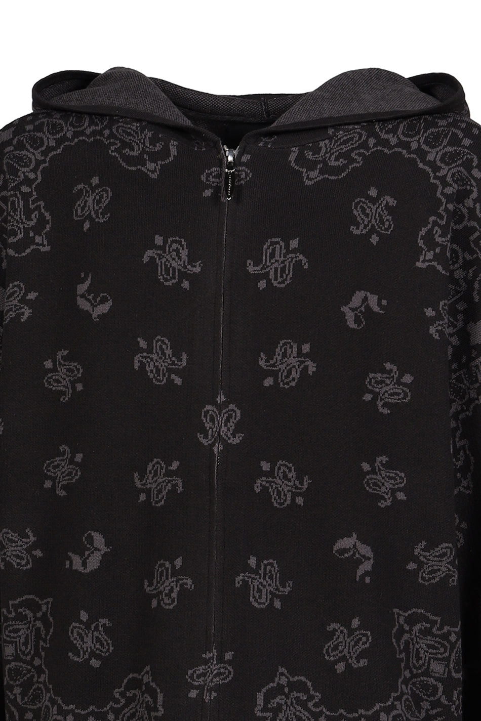 PAISLEY KNIT HOODIE / BLK