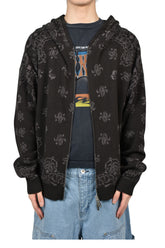 PAISLEY KNIT HOODIE / BLK
