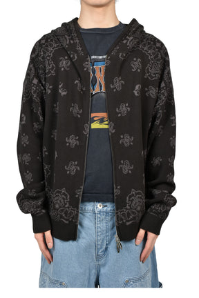 PAISLEY KNIT HOODIE / BLK
