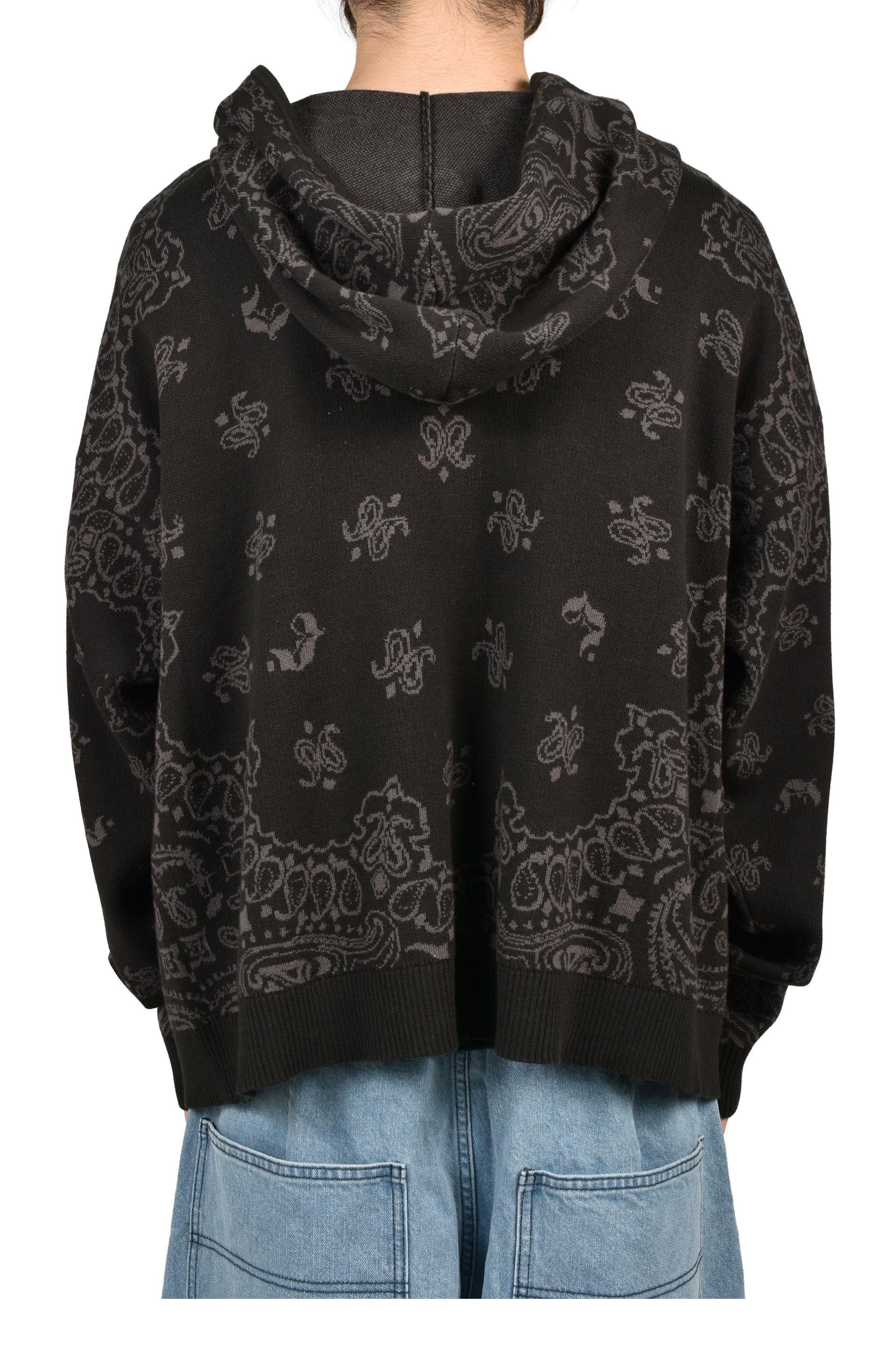 PAISLEY KNIT HOODIE / BLK