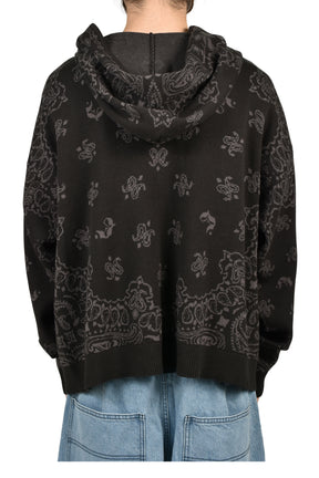 PAISLEY KNIT HOODIE / BLK