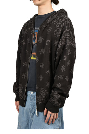 PAISLEY KNIT HOODIE / BLK