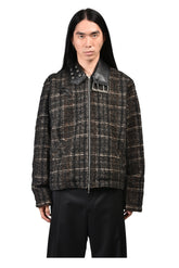 DETACHABLE COLLAR-BELT WOOL JACKET / BLK BRW