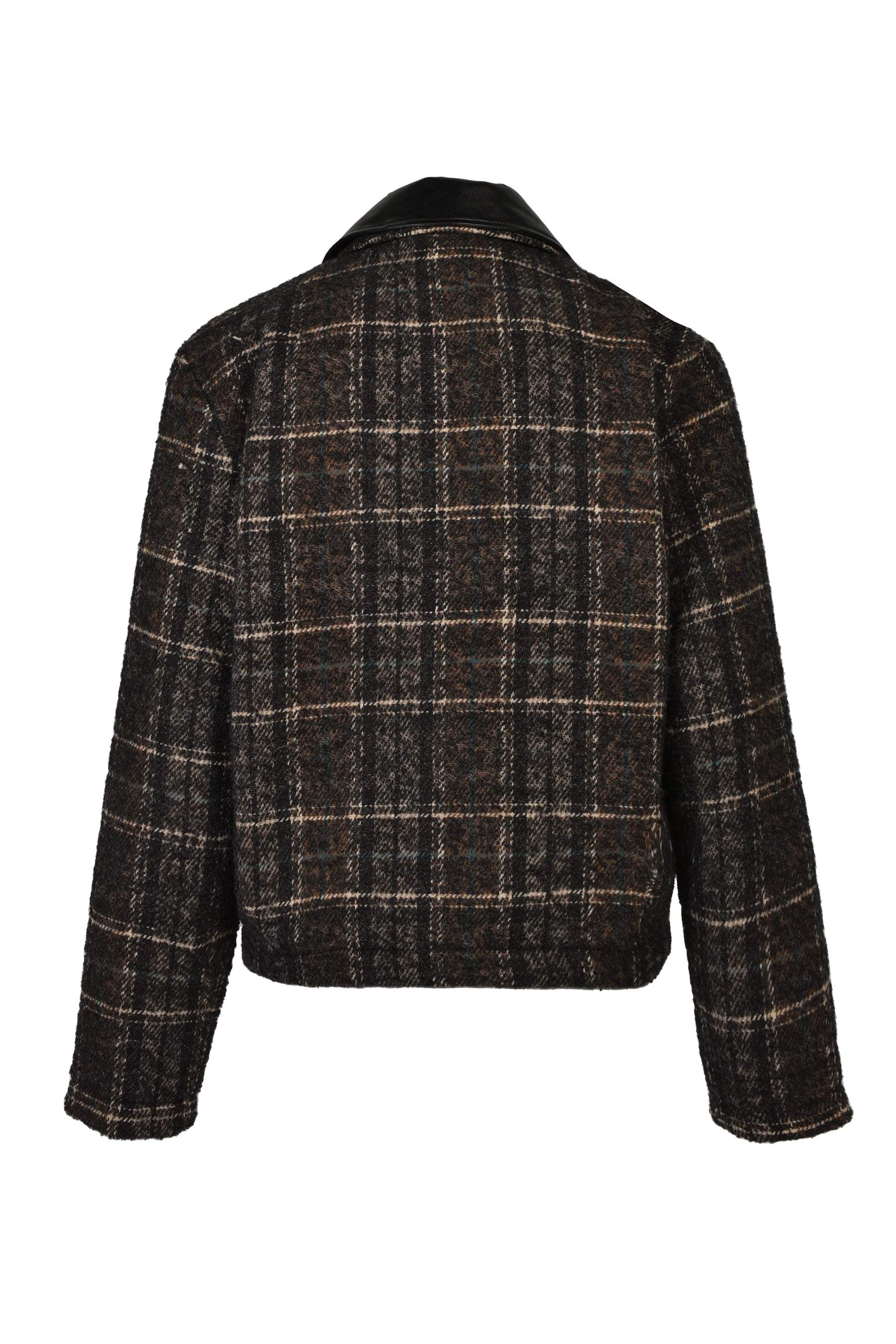 DETACHABLE COLLAR-BELT WOOL JACKET / BLK BRW