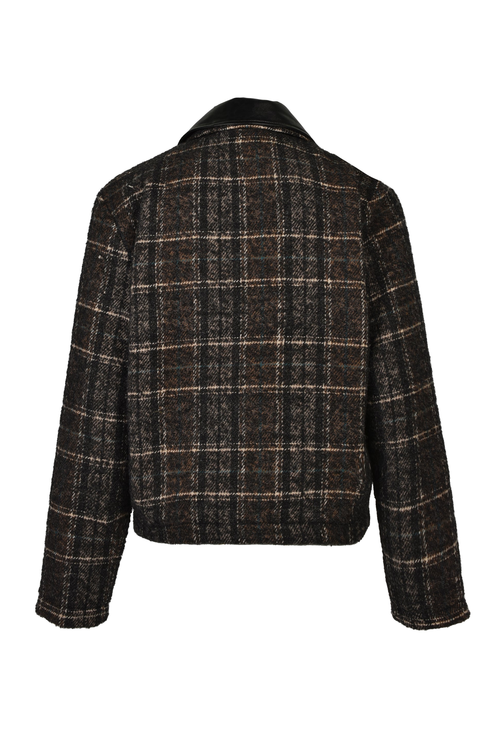DETACHABLE COLLAR-BELT WOOL JACKET / BLK BRW