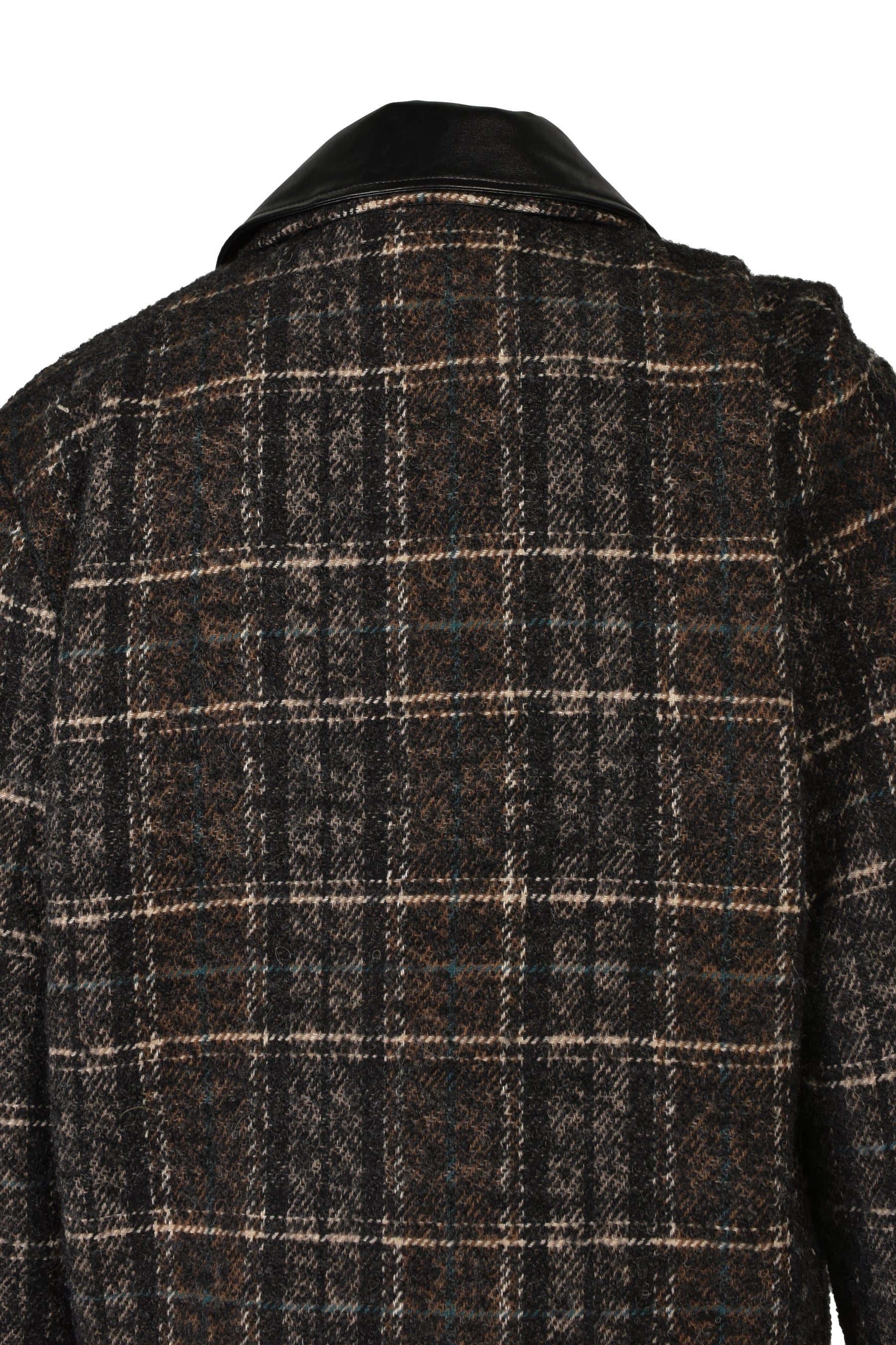 DETACHABLE COLLAR-BELT WOOL JACKET / BLK BRW