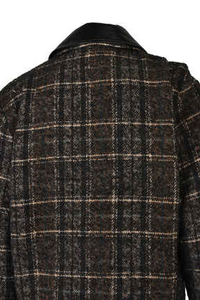 DETACHABLE COLLAR-BELT WOOL JACKET / BLK BRW