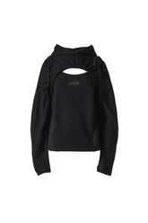 (ESSENTIAL) CUT OUT SHIRRING HOODIE / BLK