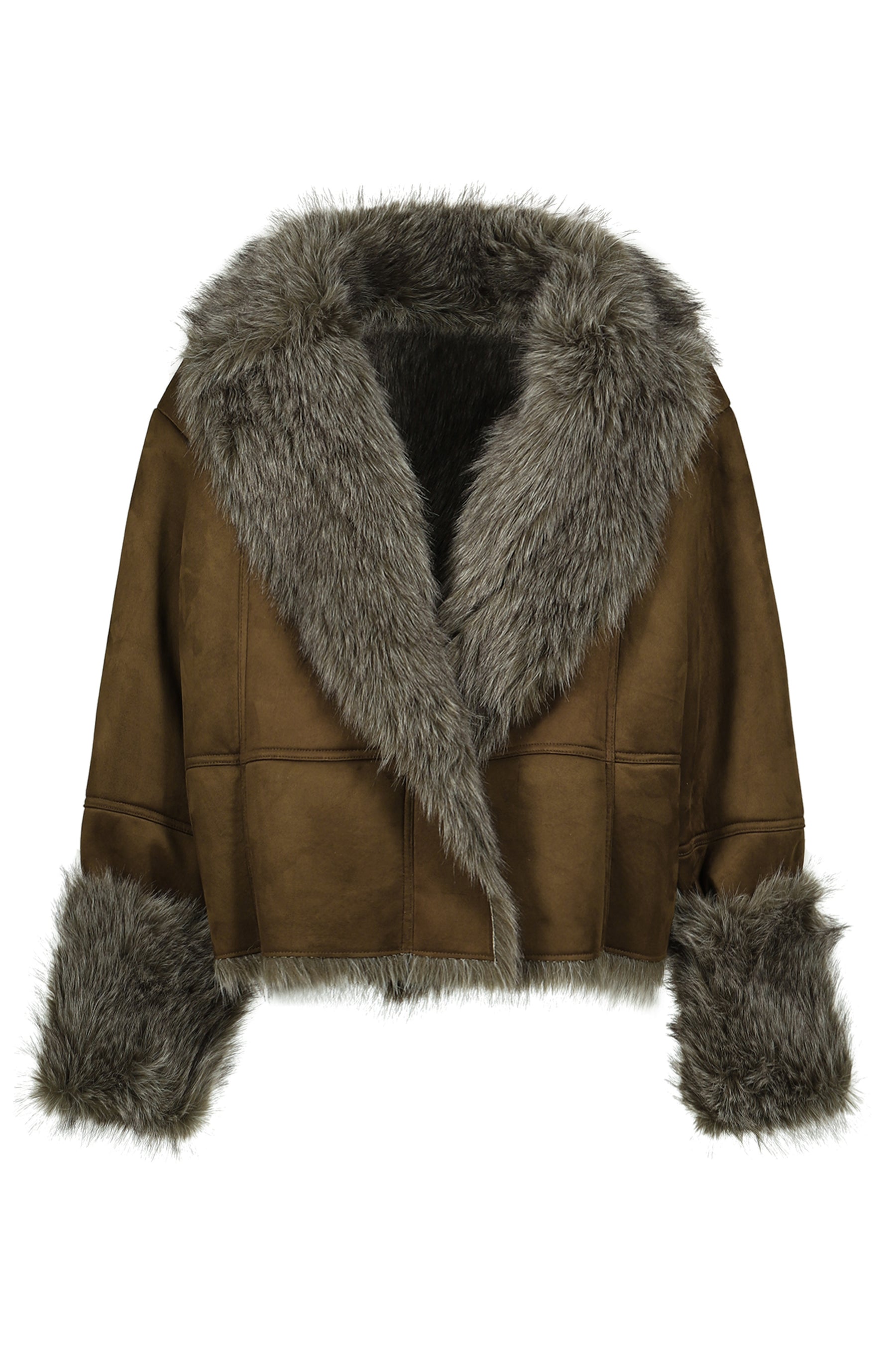 FUR TRIM COAT / OLV