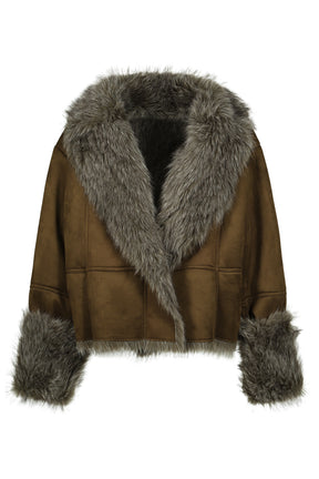 FUR TRIM COAT / OLV