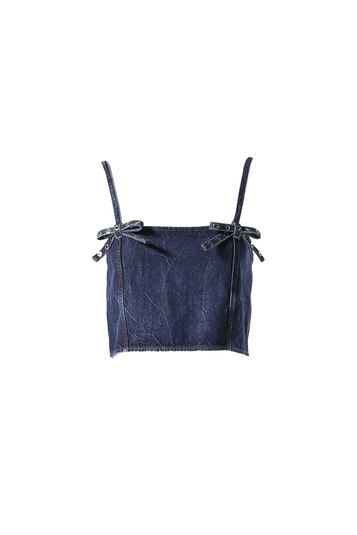 CRINKLED FUTURE DENIM STRAP TOP / BLU