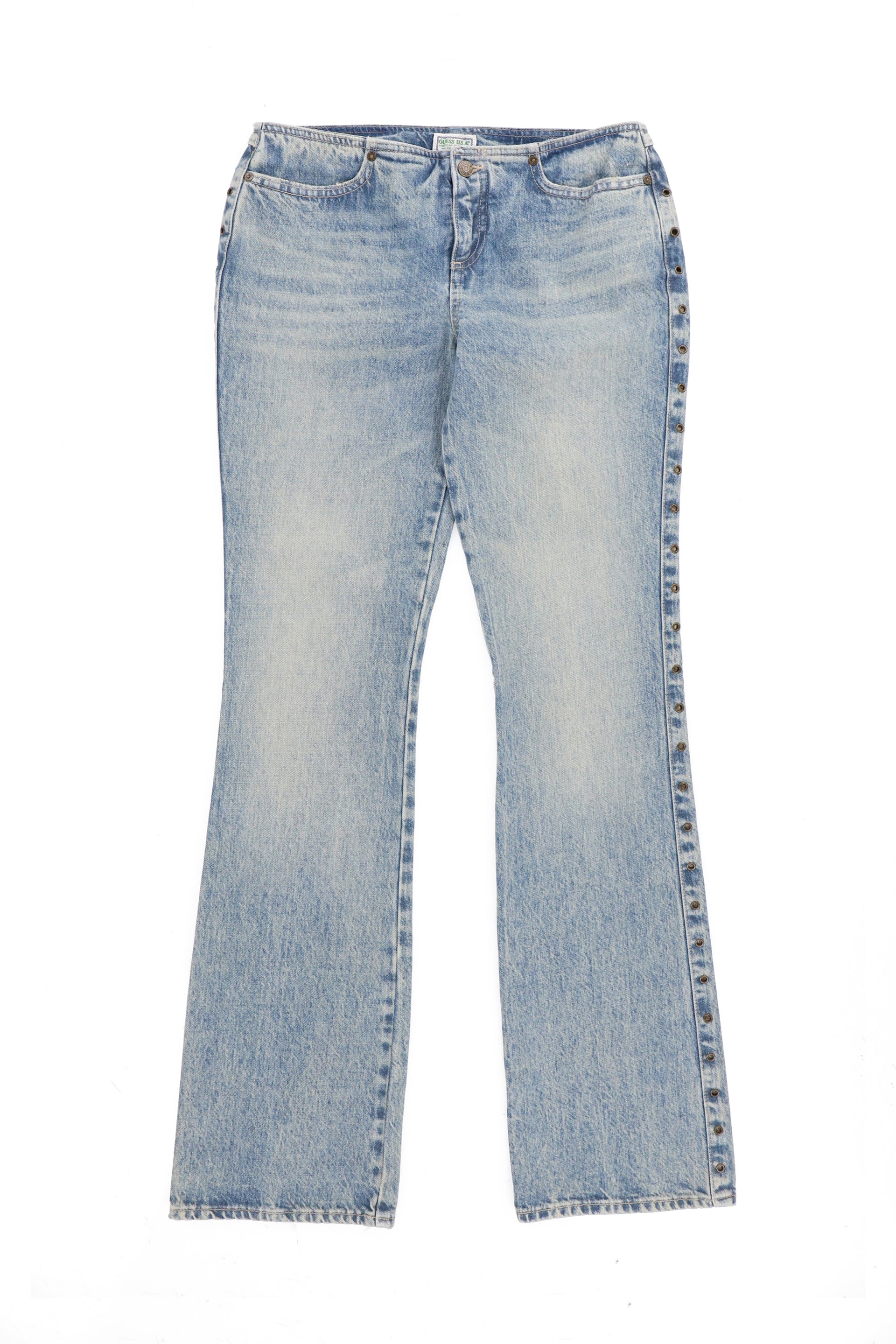 GUSA EYELET LOWRISE DENIM PANT / DISTRESSED INDI