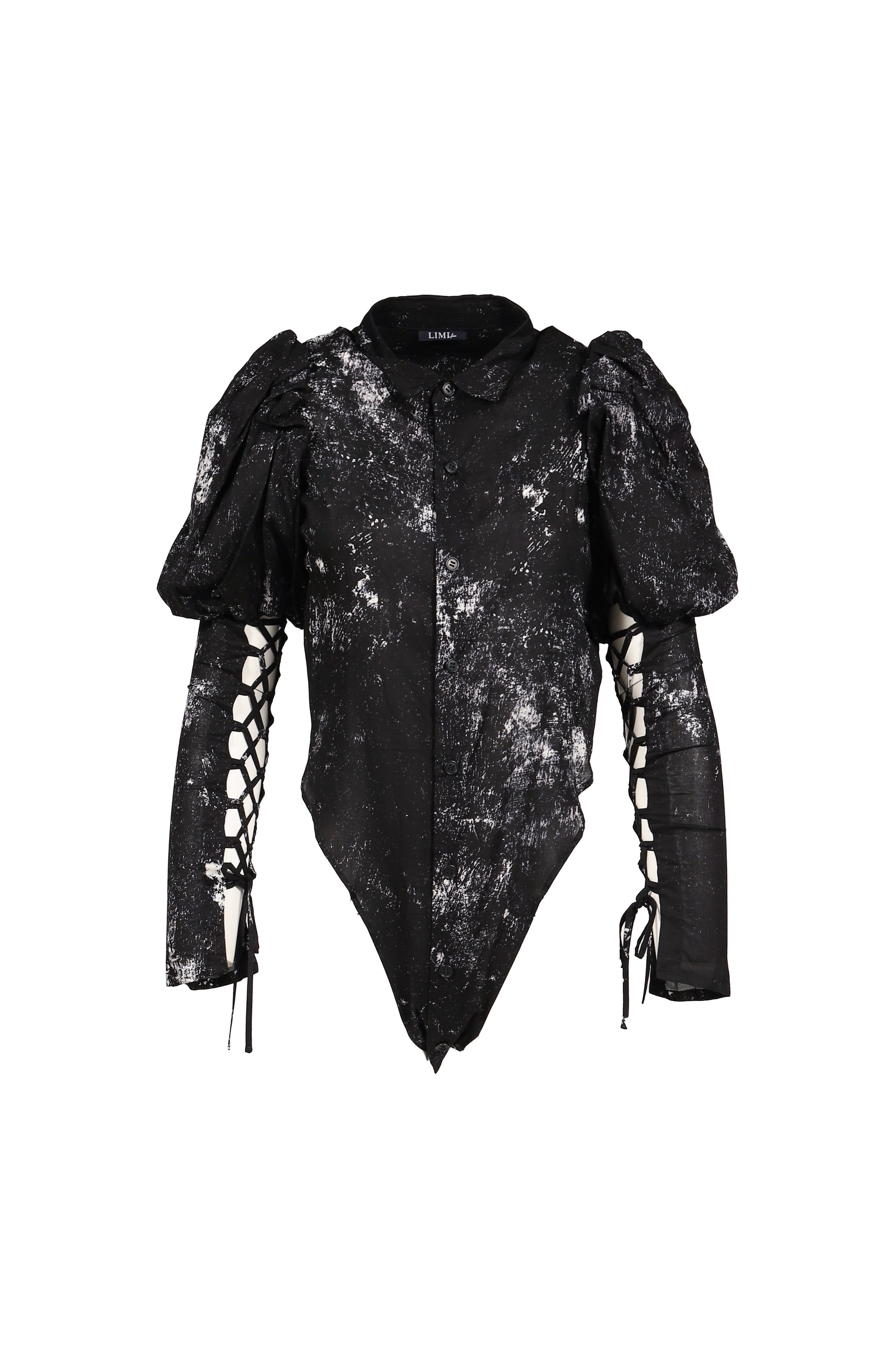 GALAXY PT LACE UP SLEEVE BLOUSE / BLK