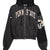 RECONSTRUCTED APPLIQUE SWEATSHIRT ZIP HOODIE / BLK