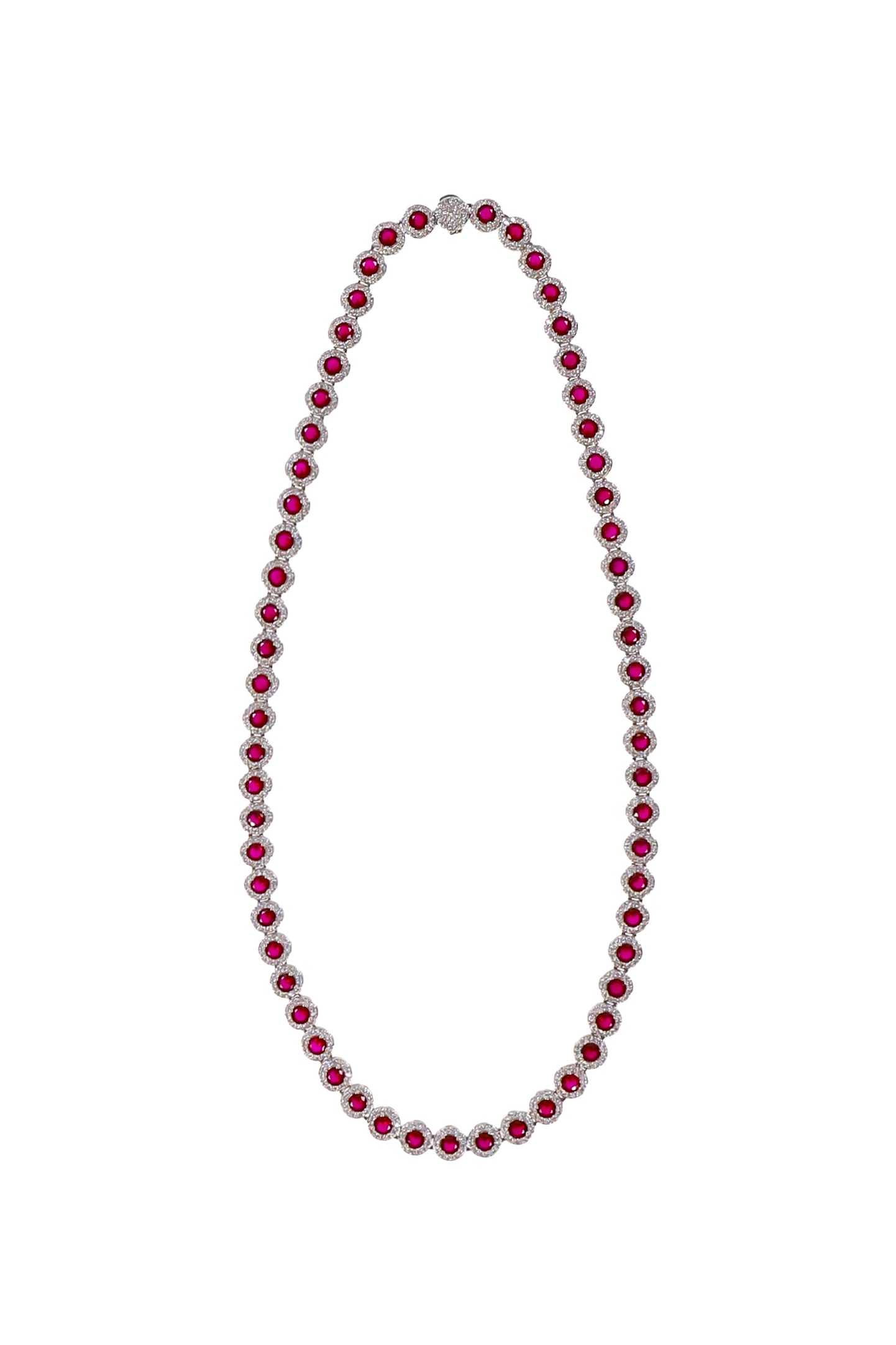 RED HALO TENNIS NECKLACE  / RED