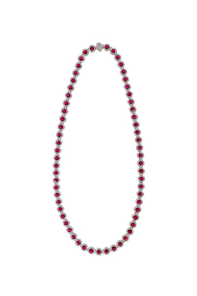 RED HALO TENNIS NECKLACE  / RED