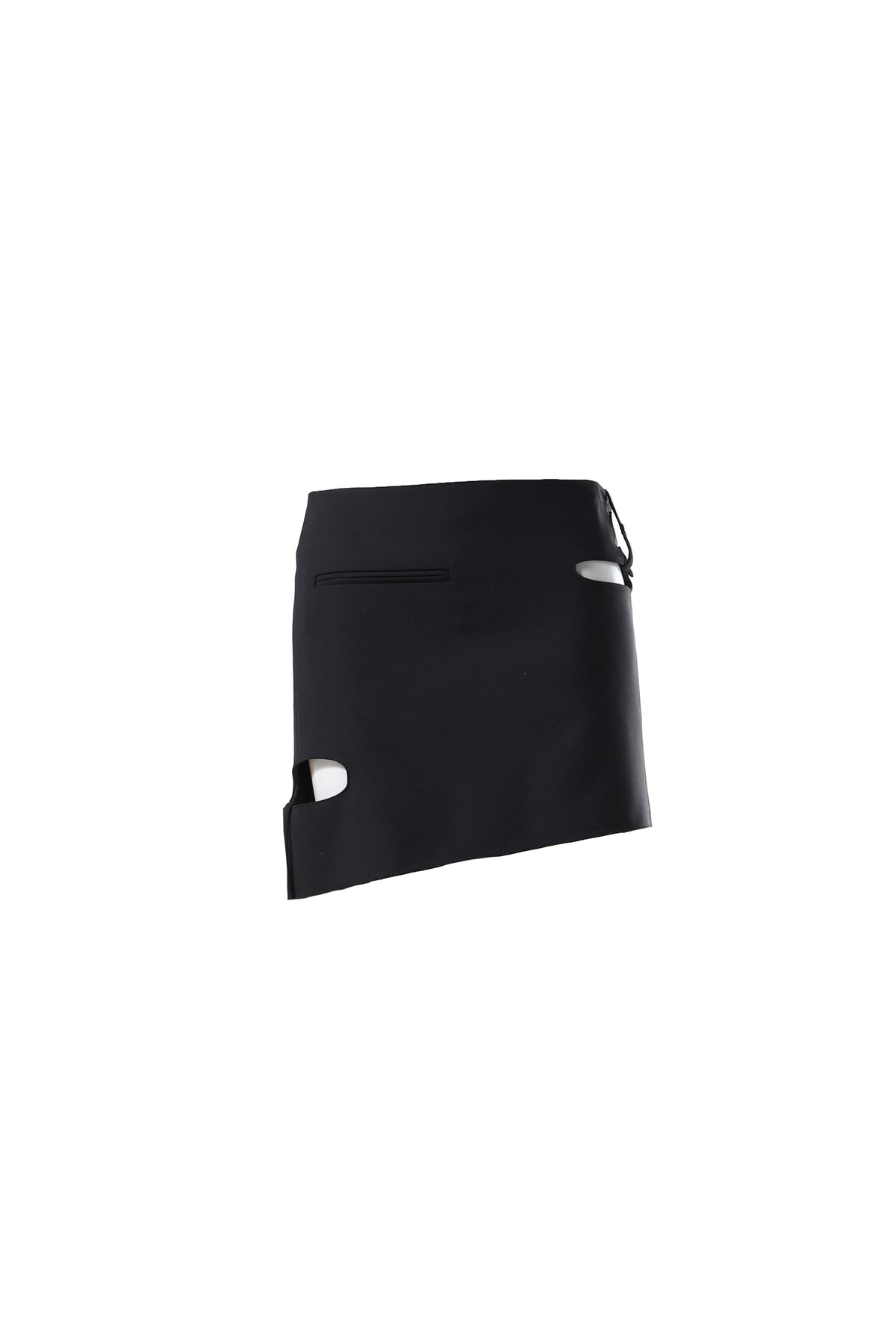 DOUBLE BUCKLE POLYWOOL MINI SKIRT / BLK