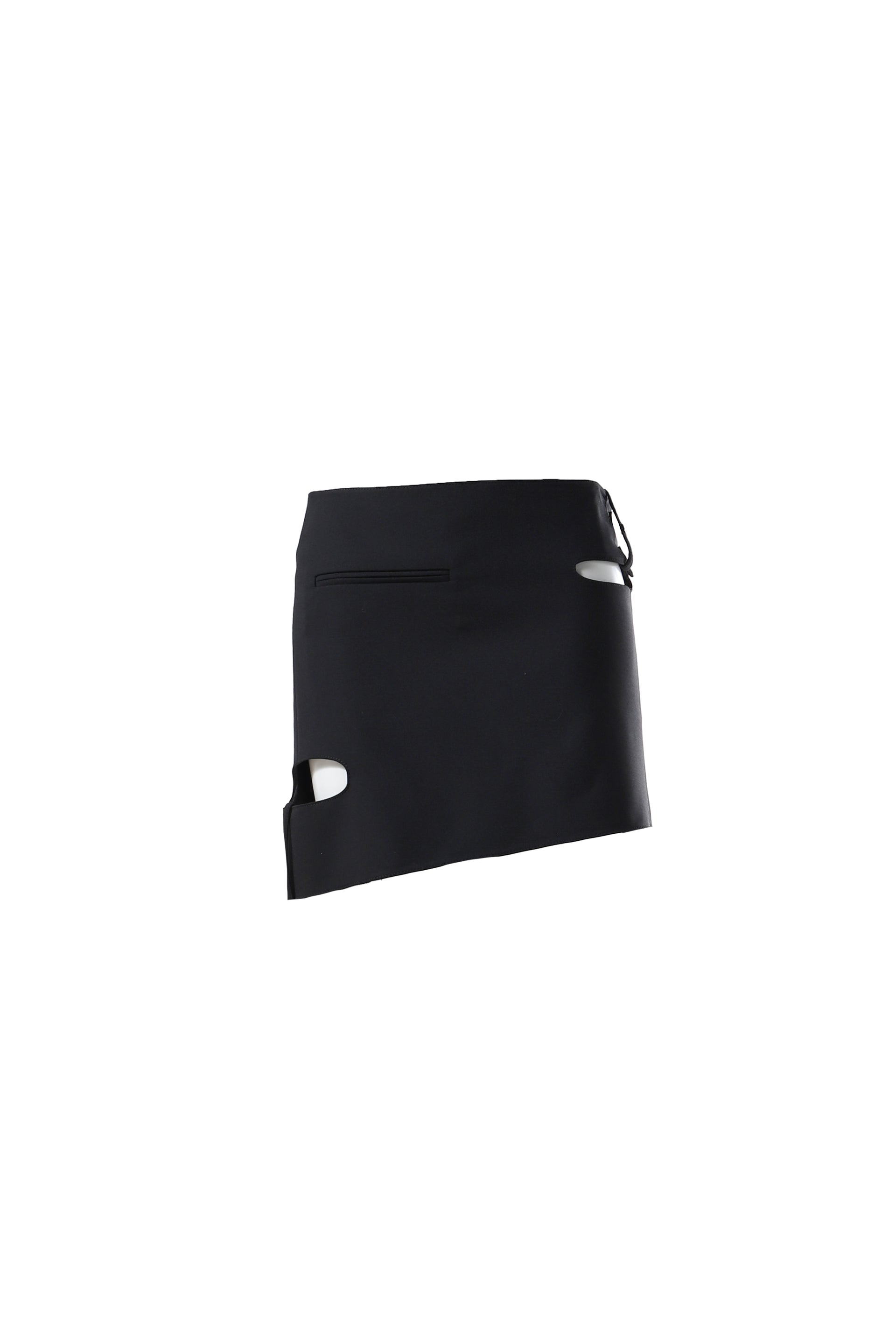 Courrèges DOUBLE BUCKLE POLYWOOL MINI SKIRT / BLK