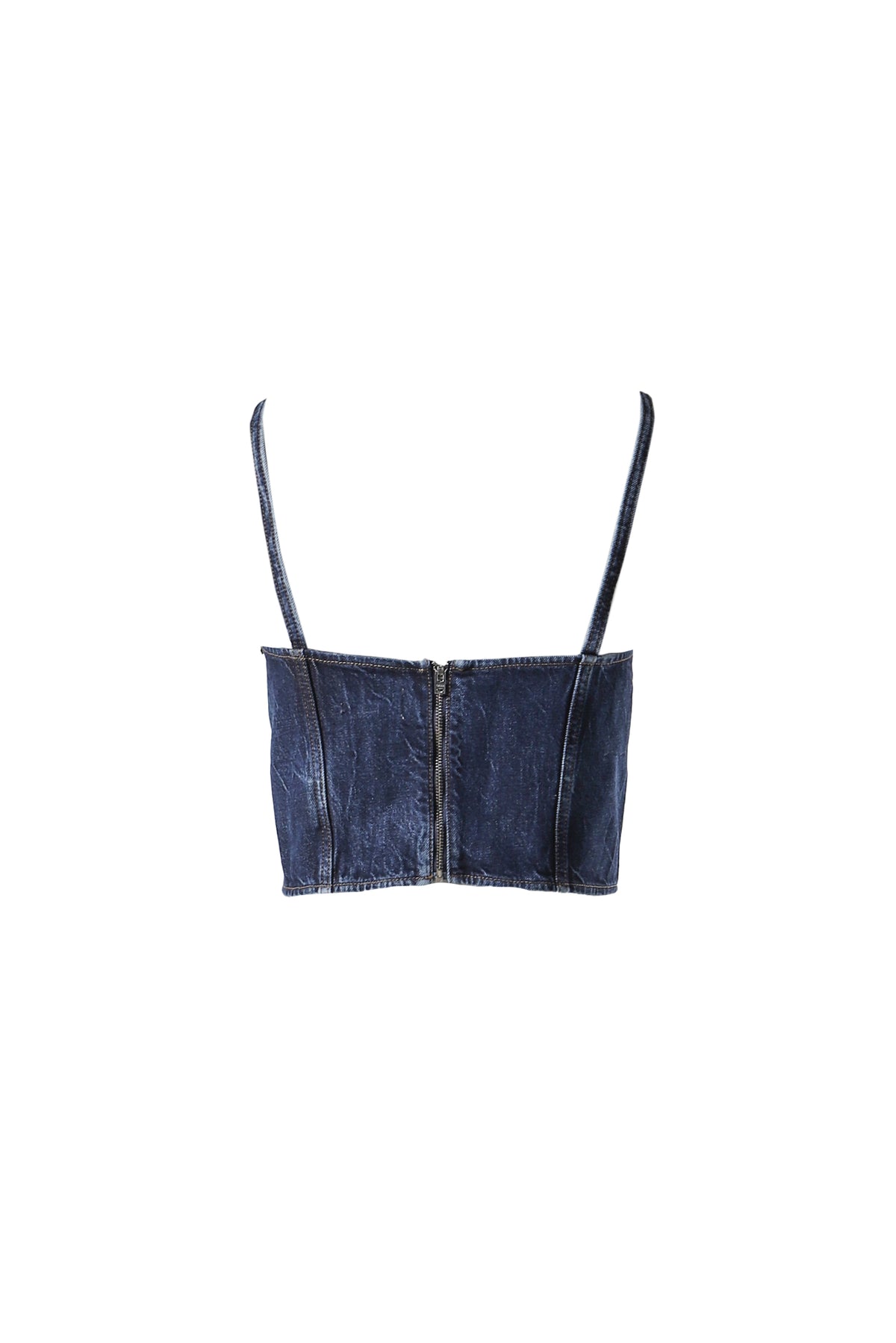 CRINKLED FUTURE DENIM STRAP TOP / BLU